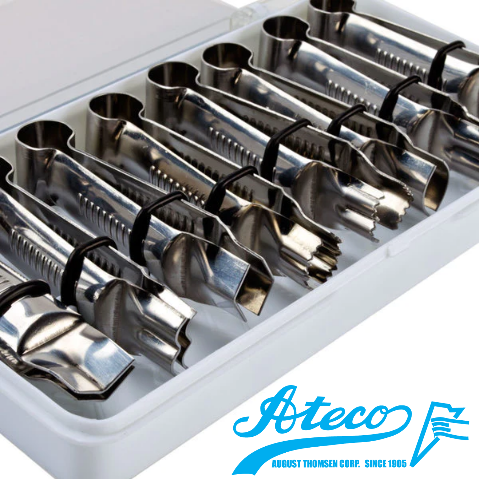 Ateco 8-Piece Crimper Tool Set Stainless Steel Scallops, Curves, Serrated Heart