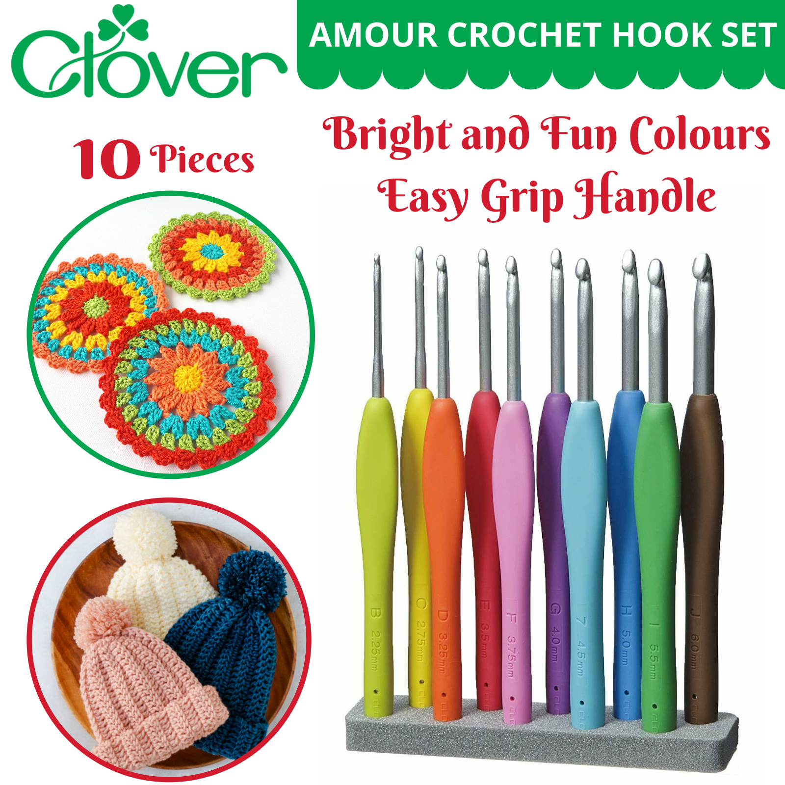 Clover Amour---Set of 10 Crochet Hooks