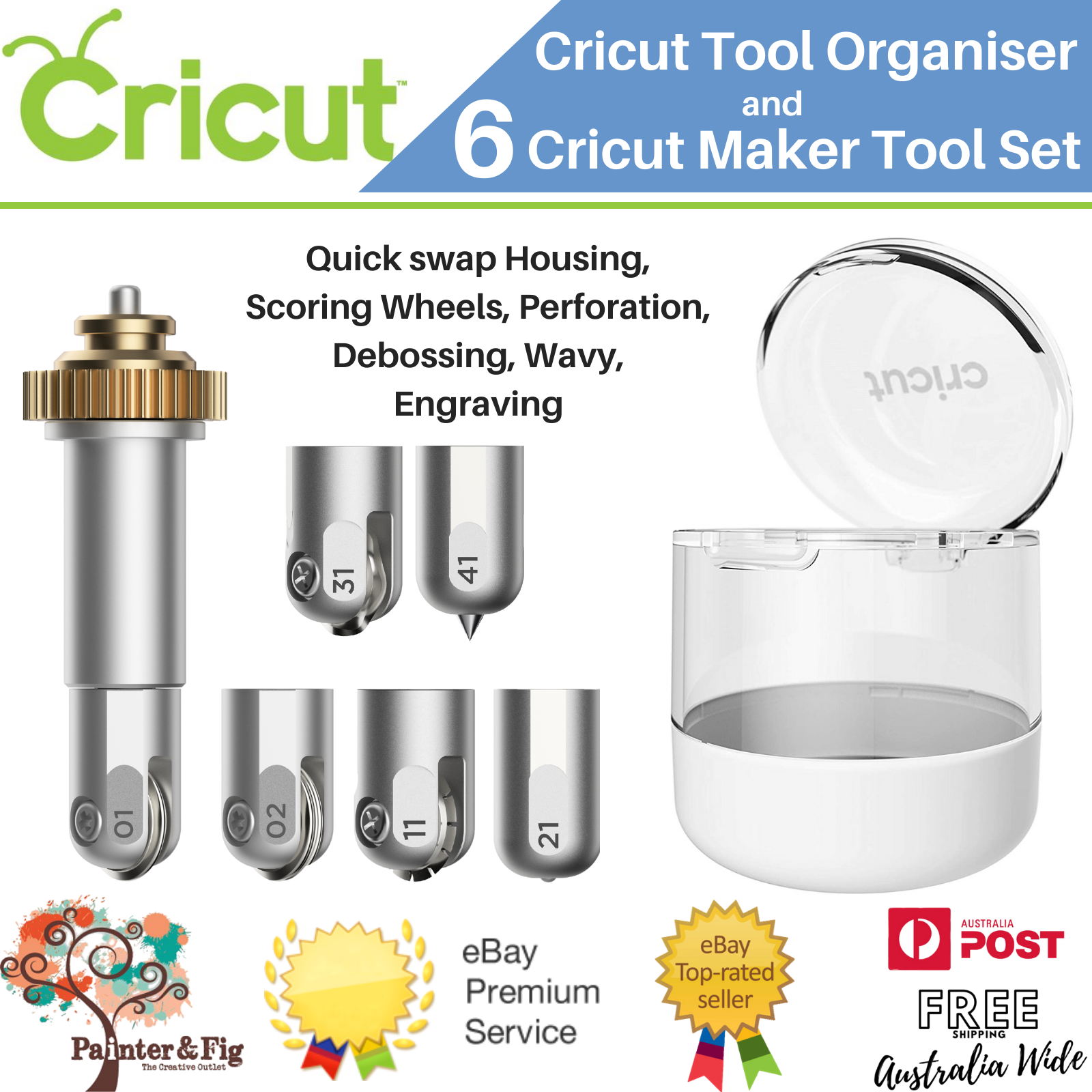 Cricut Maker QuickSwap Housing with Perforation Blade, Engraving Tip and Fine Debossing Tip Bundle - Create Custom Raffle Tickets, Cards and Engraving