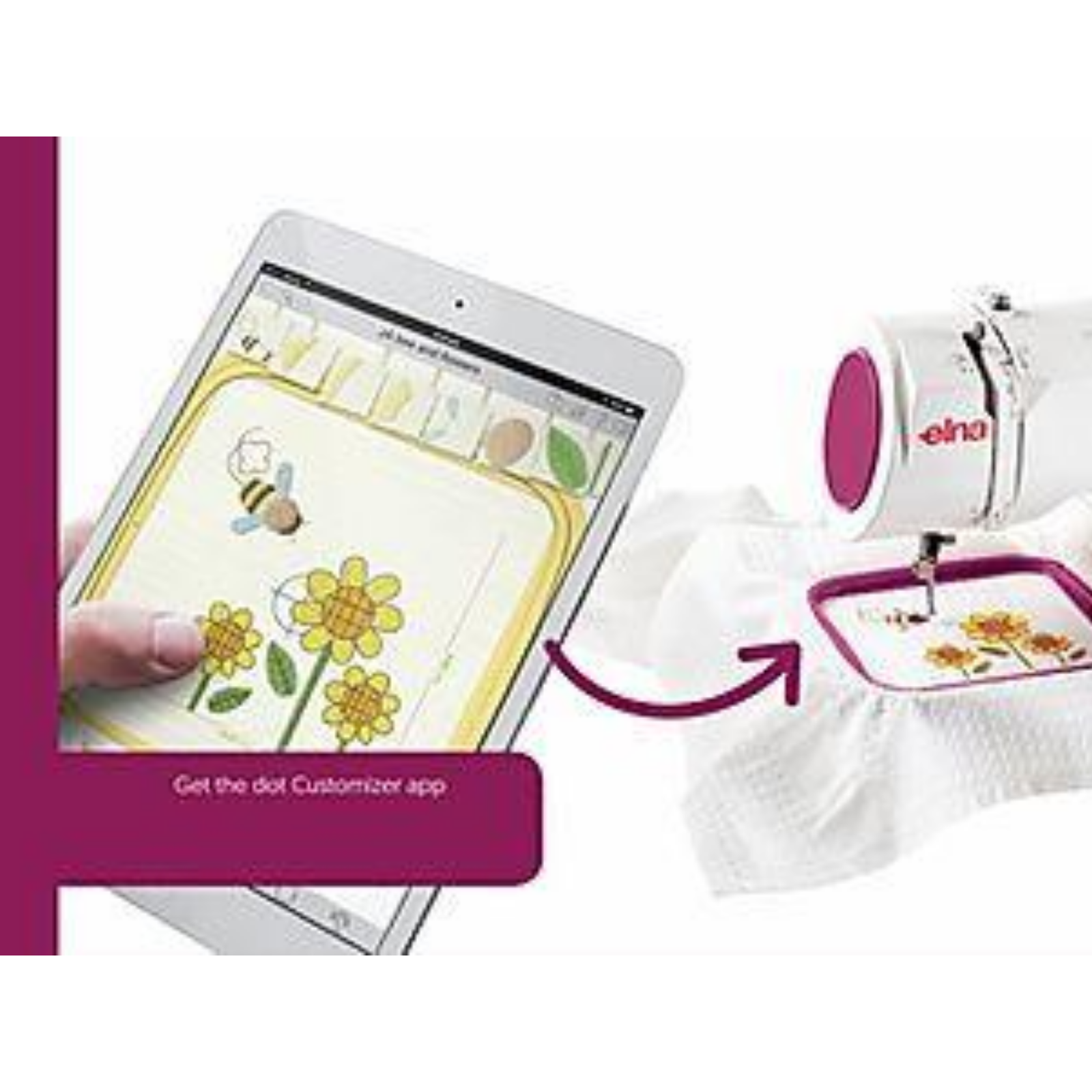 Elna Air Artist WiFi Enabled Embroidery Machine, 260 Built-In Designs & 12 Fonts - link your smartphone, apple or android devices