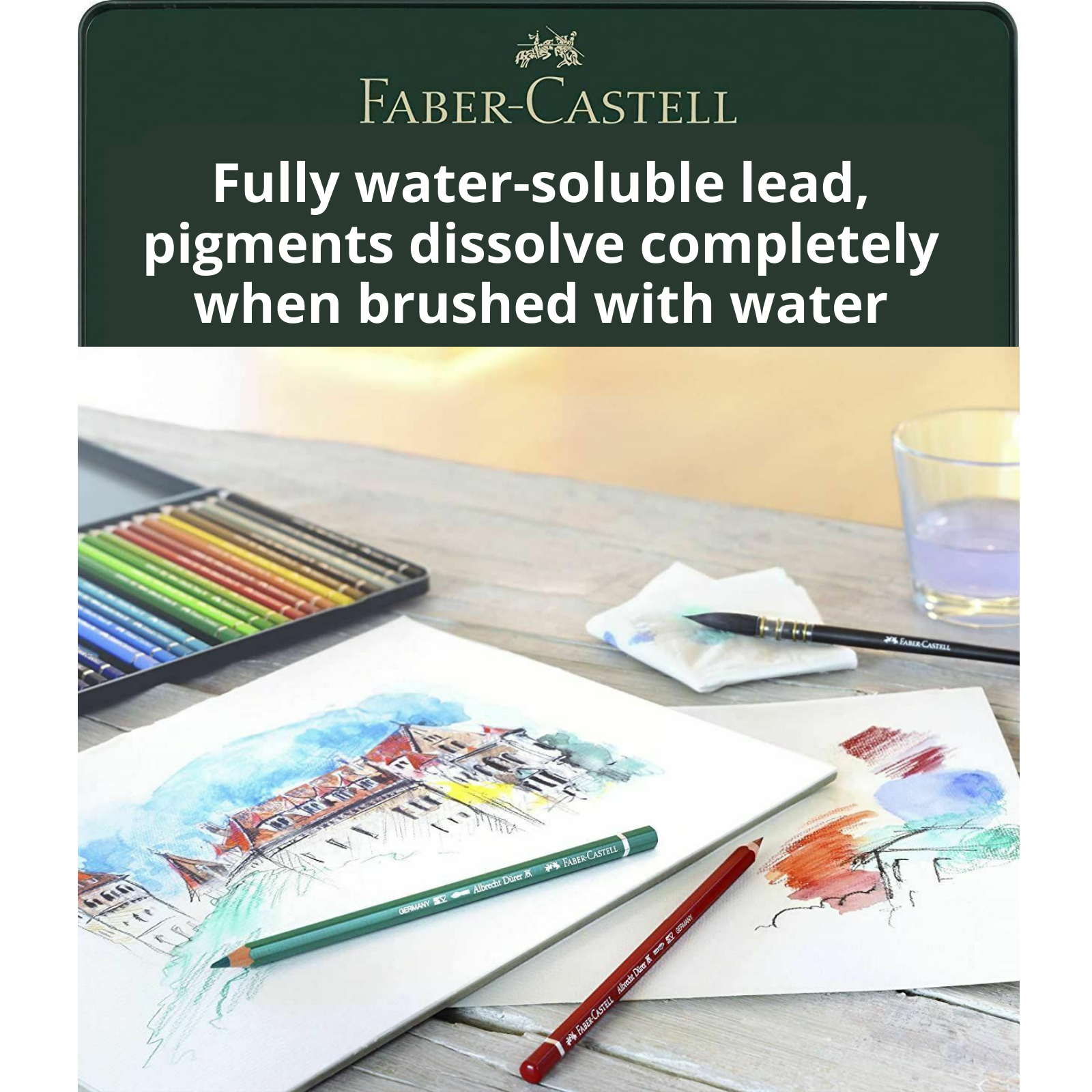 Faber-Castell Albrecht Durer Tin of 120 Watercolour Pencils, Drawing & Shading