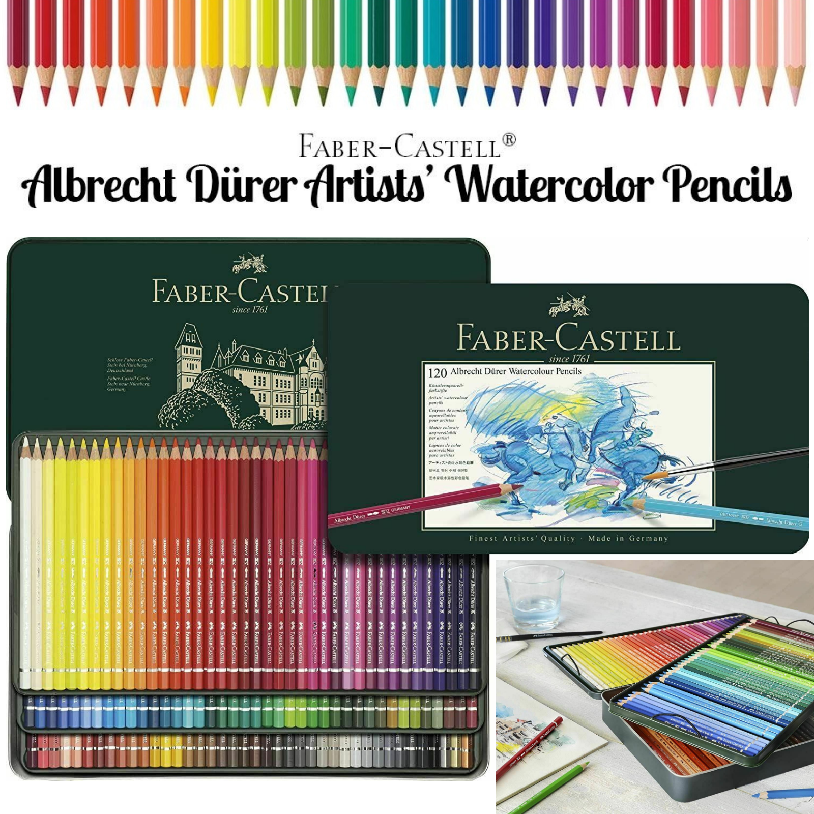 Faber-Castell Albrecht Durer Tin of 120 Watercolour Pencils, Drawing & Shading