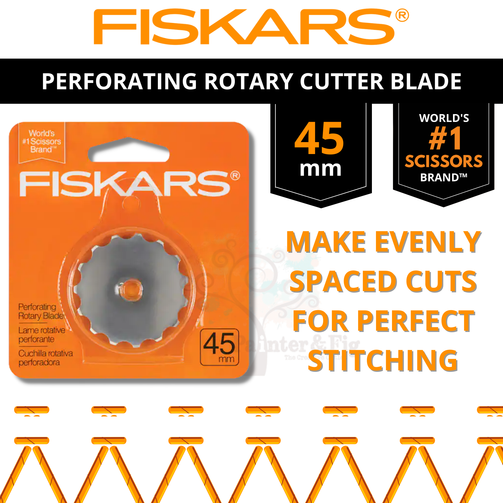 Fiskars Rotary Blade 45mm - Perforating Rotary Replacement Single Blade