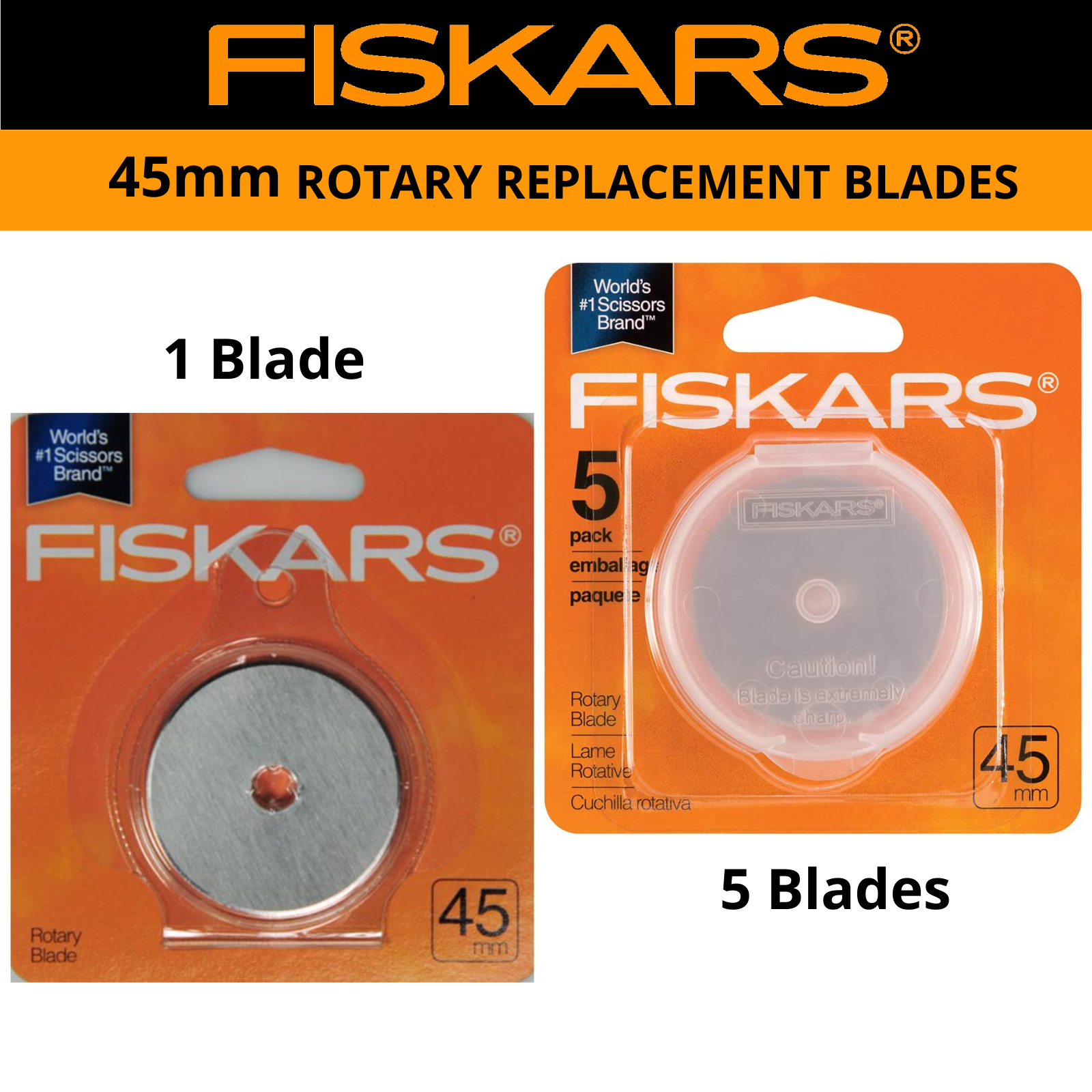 Fiskars 45mm Rotary Replacement Blades, Stainless Steel Blades