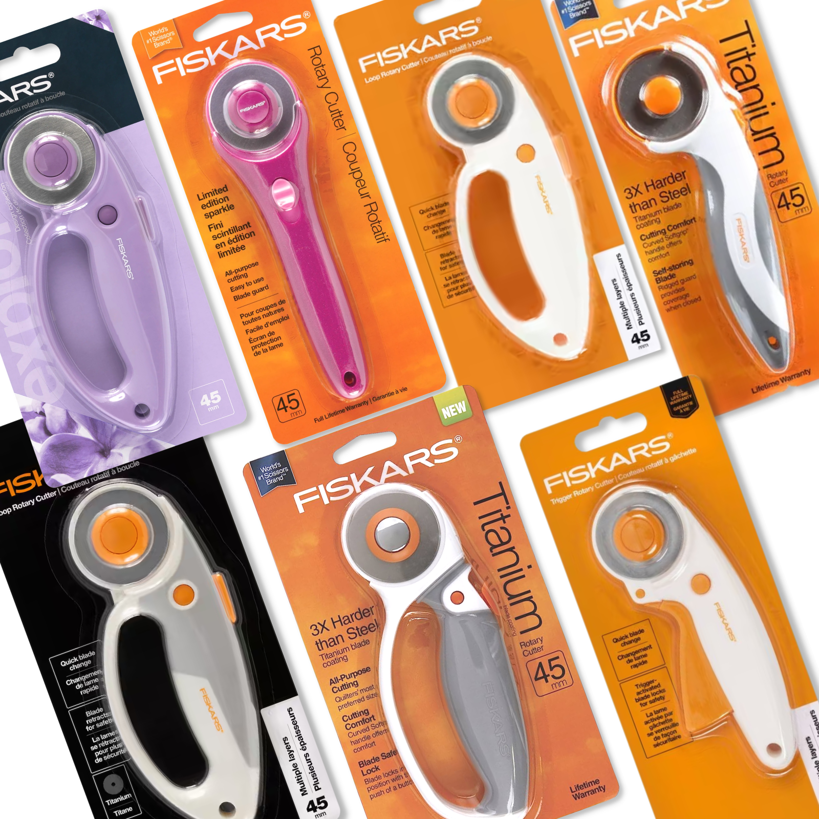 Fiskars 45mm Rotary Cutter, Titanium Premium-Steel Blade, Ergonomic Handle