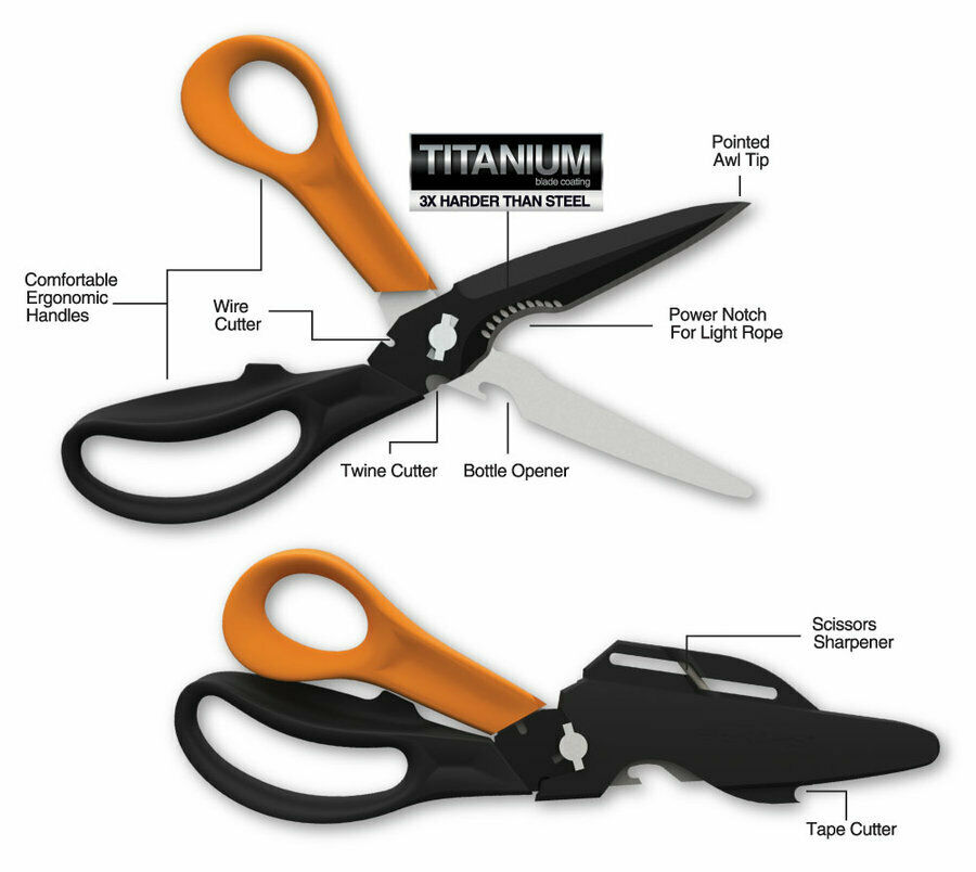 Fiskars Cuts+More 5-in-1 Multi-Purpose Scissors - power of multiple tools in the palm of your hand