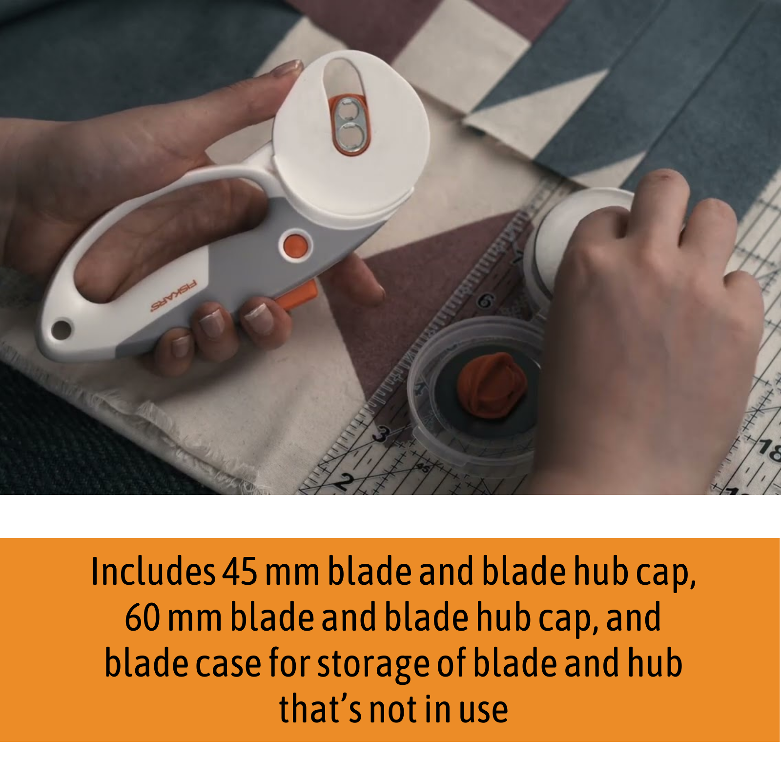 Fiskars 45 mm, 60 mm Rotary Cutter Blade, Easy Change DuoLoop - magnetic blade hubs for safer, easier blade change