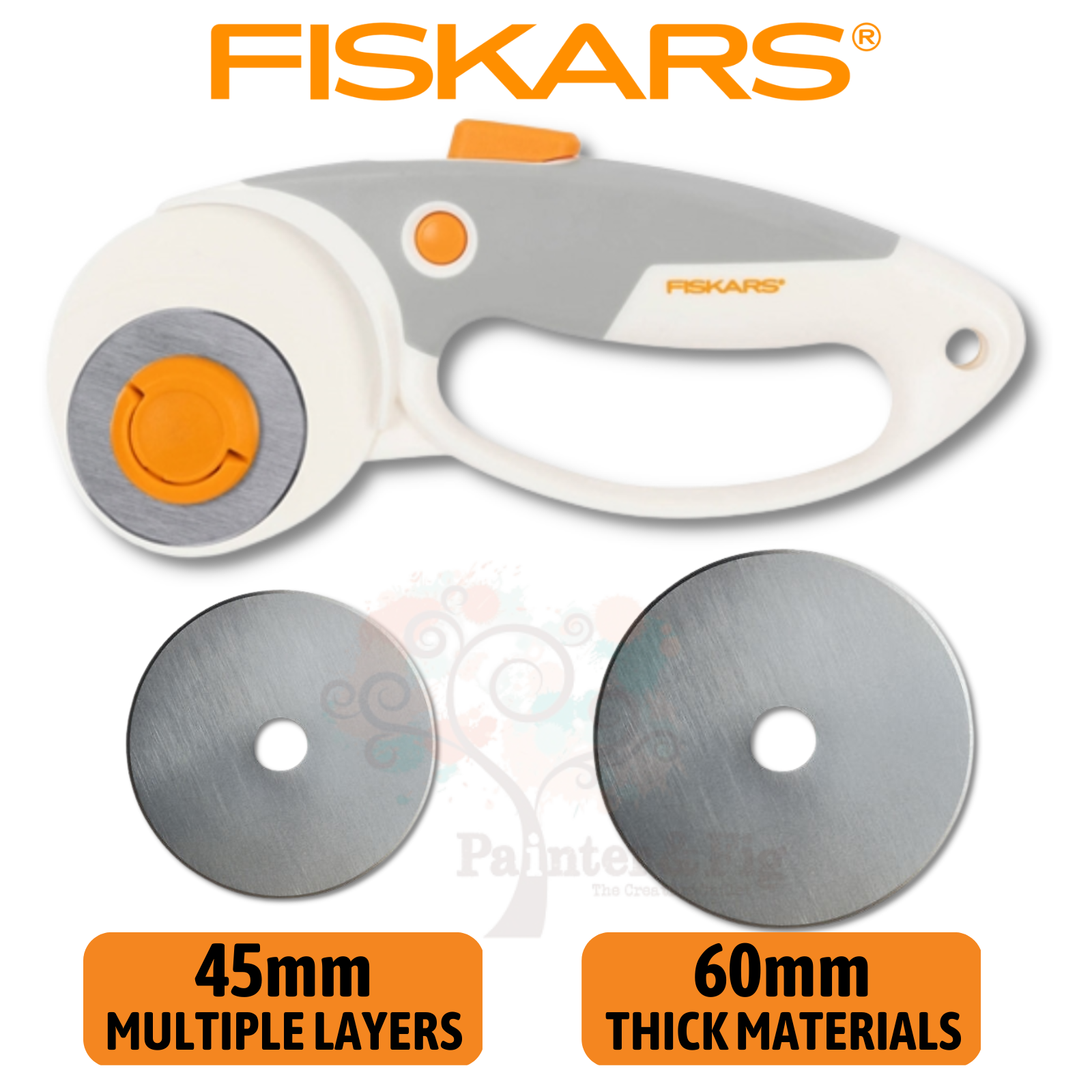 Fiskars 45 mm, 60 mm Rotary Cutter Blade, Easy Change DuoLoop - High-grade, precision-ground, premium steel blades