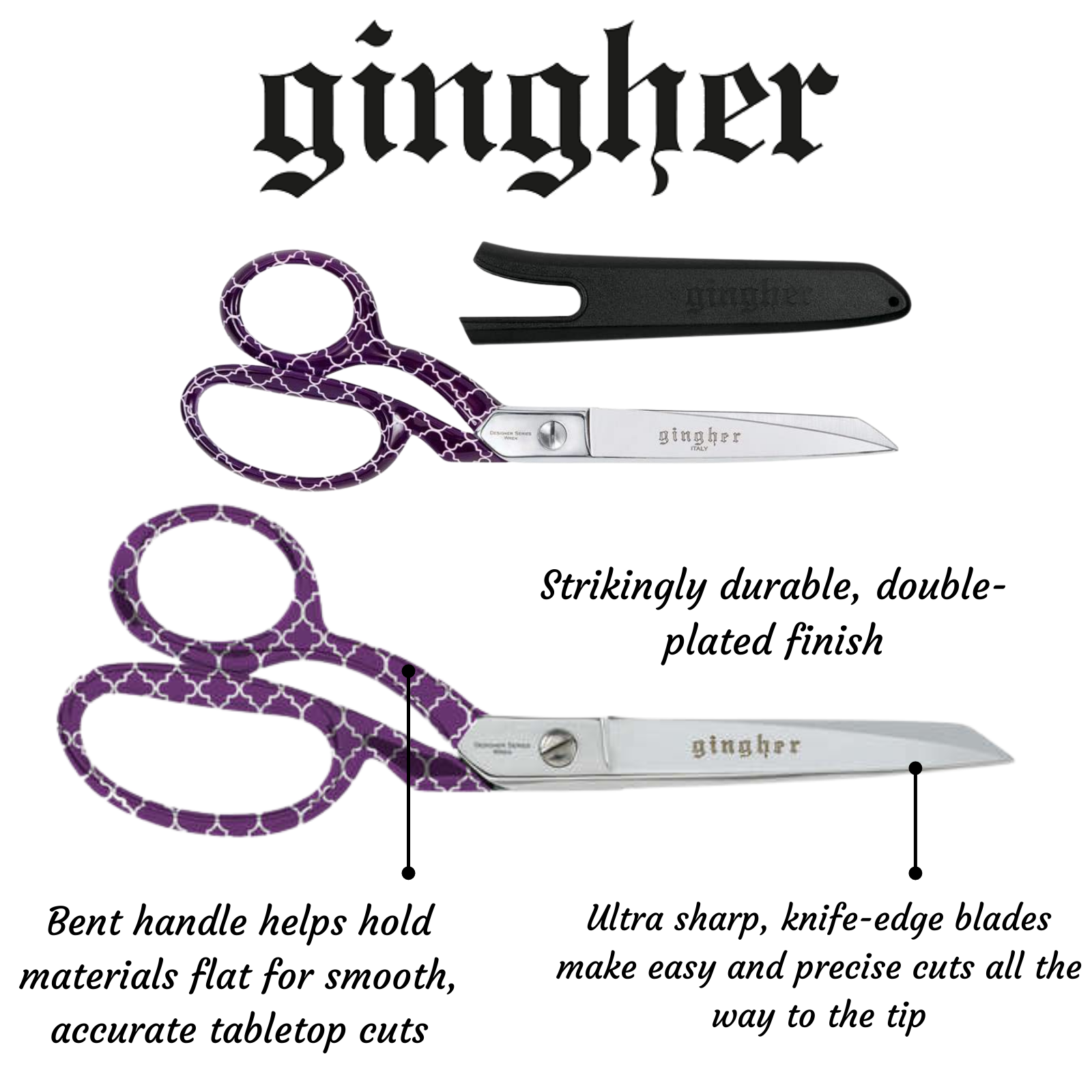 Gingher Wren LEFT HANDED Knife-Edge Dressmaker Shears 8