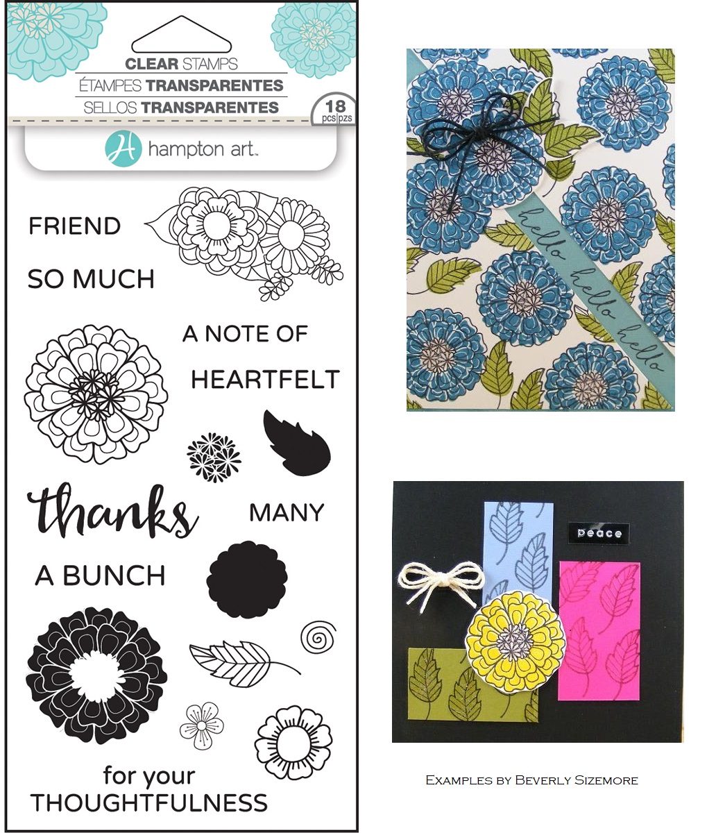 Hampton Art Thank You Colour Layering Stamps - set of phrases and flower stamps to say your gratitude