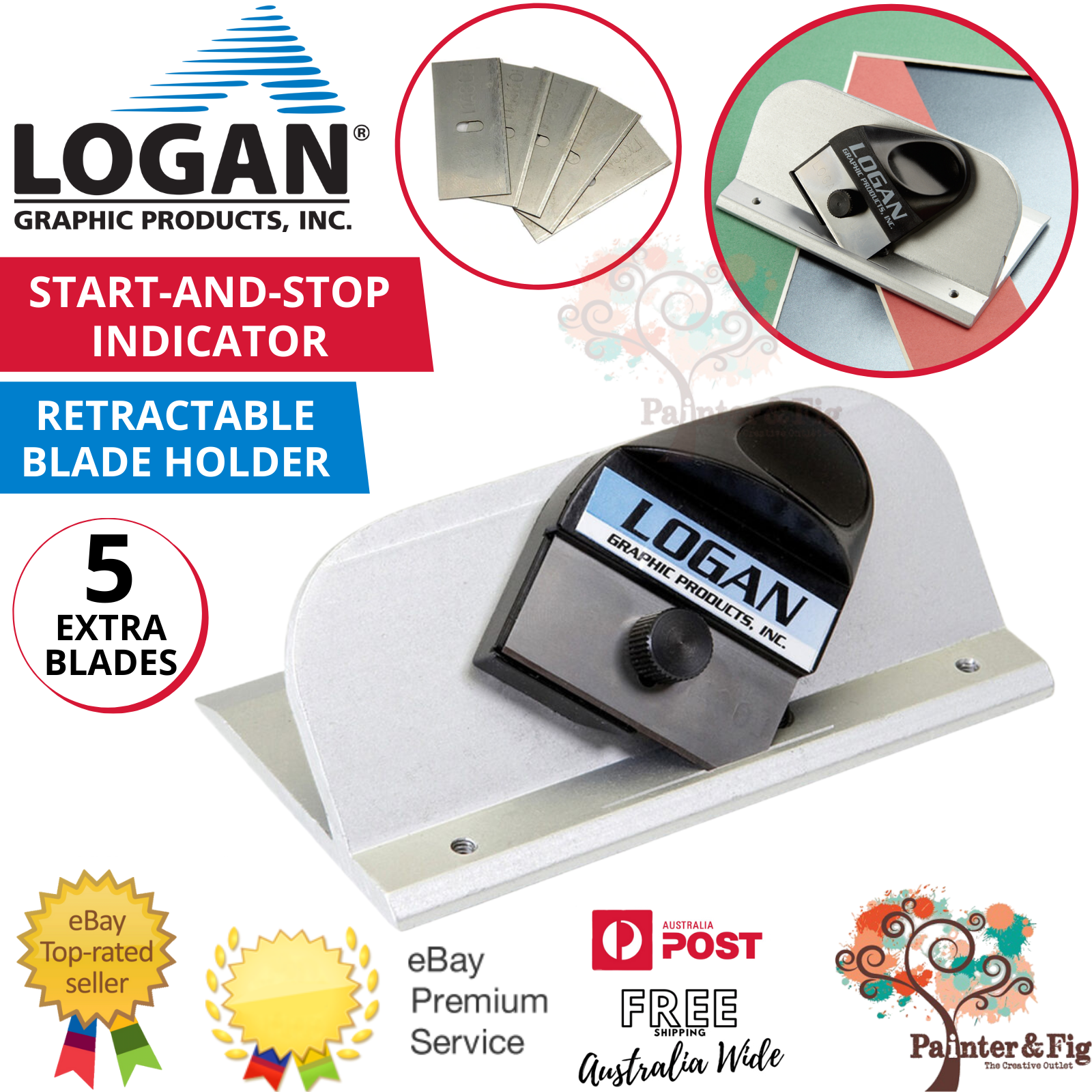 Logan 2000 Deluxe Handheld Bevel Mat Cutter, 5 Blades