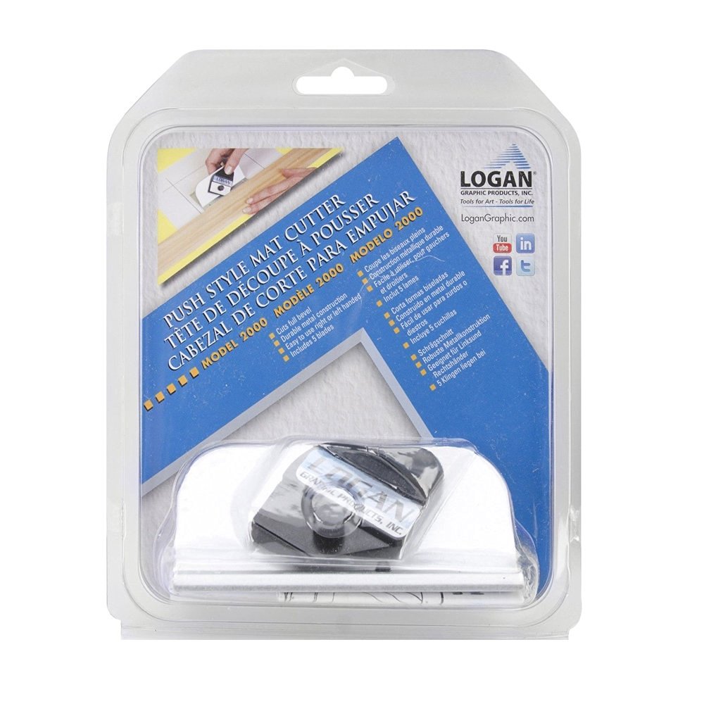 Logan 2000 Deluxe Hand-Held Bevel Mat Cutter, 5 Blades - A start-and-stop indicator helps to eliminate overcuts