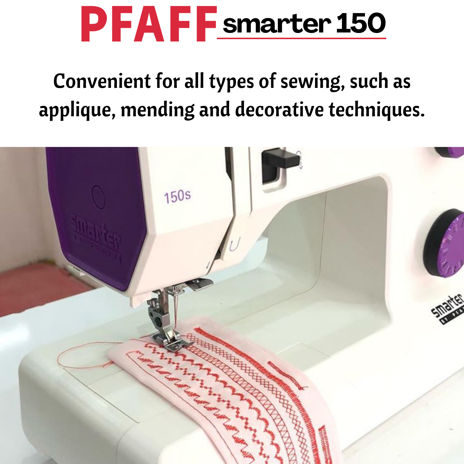 Pfaff Smarter 150 Sewing Machine, 23 Stitches, Buttonhole, Free-Arm