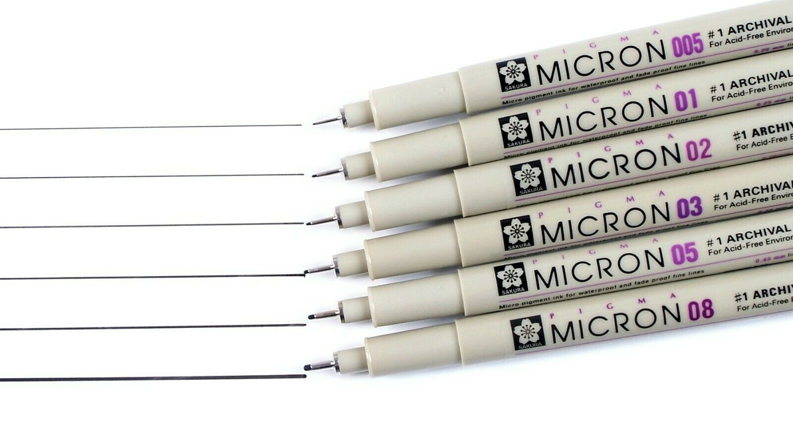 Sakura Pigma Micron 05 Ink Pen Set, 0.45mm, Multicoloured, Fine Line, 8 Pack