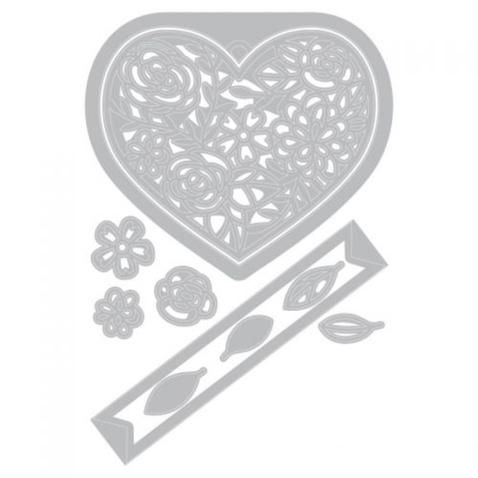 Sizzix Heart Tag Die Set, Wedding, Valentine's Day, Love, Heart, Flowers, 663623