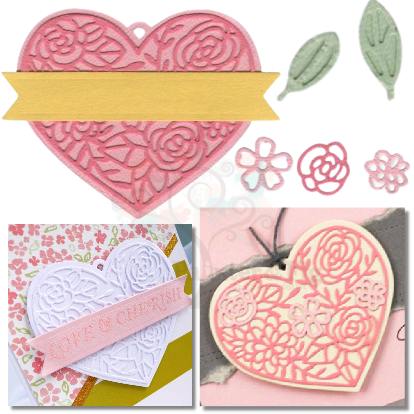 Sizzix Heart Tag Die Set, Wedding, Valentine's Day, Love, Heart, Flowers, 663623