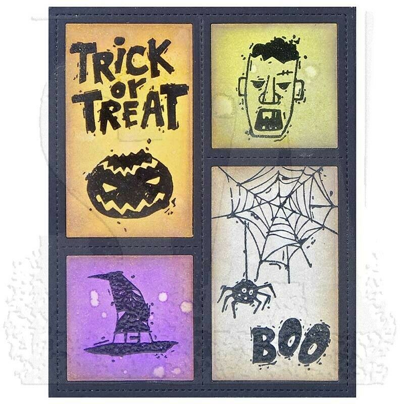 Tim Holtz Halloween Trick or Treat Stamps & Dies - you can mix and match these stamps for your cards