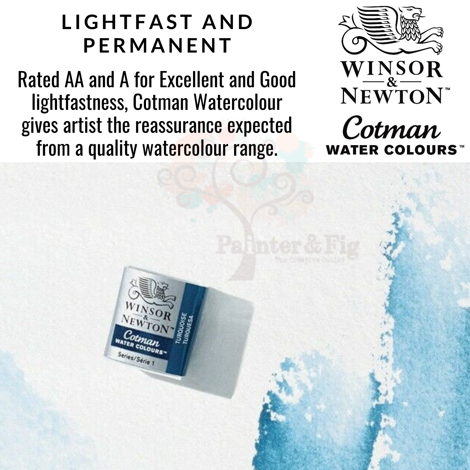 Winsor & Newton Cotman Watercolours Set Half Pans & Whole Pans - Rated AA & A for Excellent & Good lightfastness