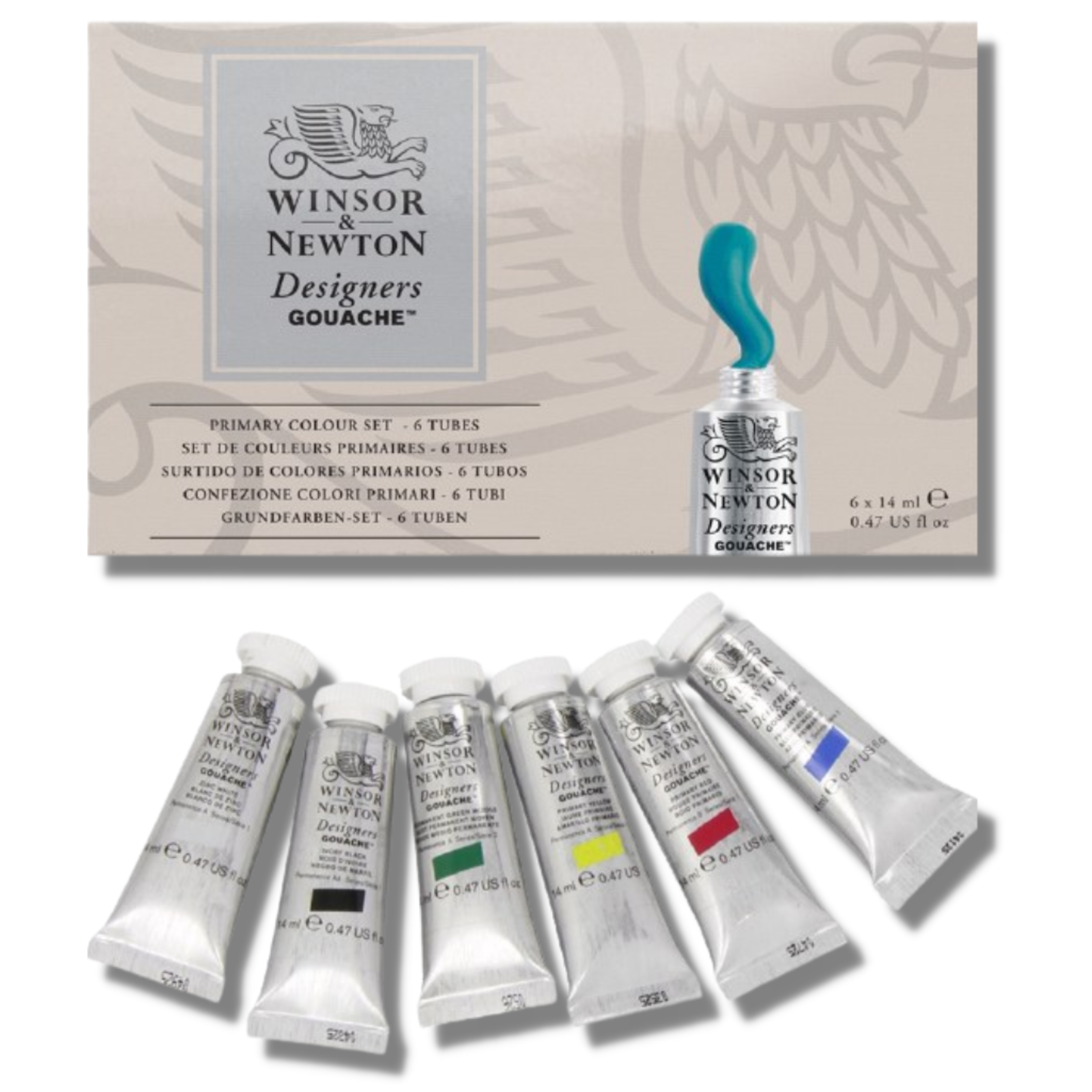 Winsor & Newton 6 Designers Gouache Primary Colours, 14ml Tube, Painting - widely used in fine art as an opaque watercolour