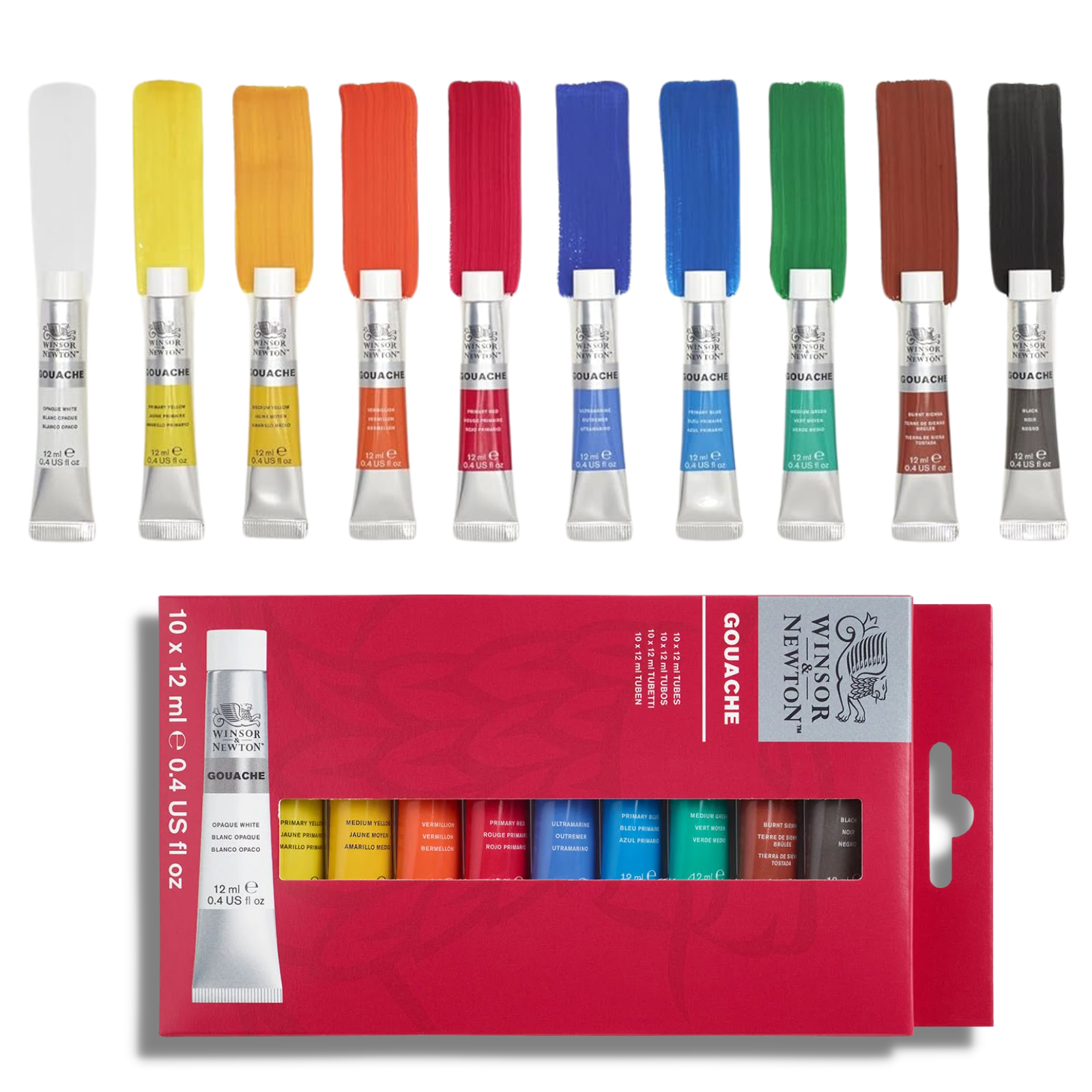 Winsor & Newton Gouache Primary Colour Set, 12ml, 10 Colours - Experiment with creating impactful, vibrant artwork