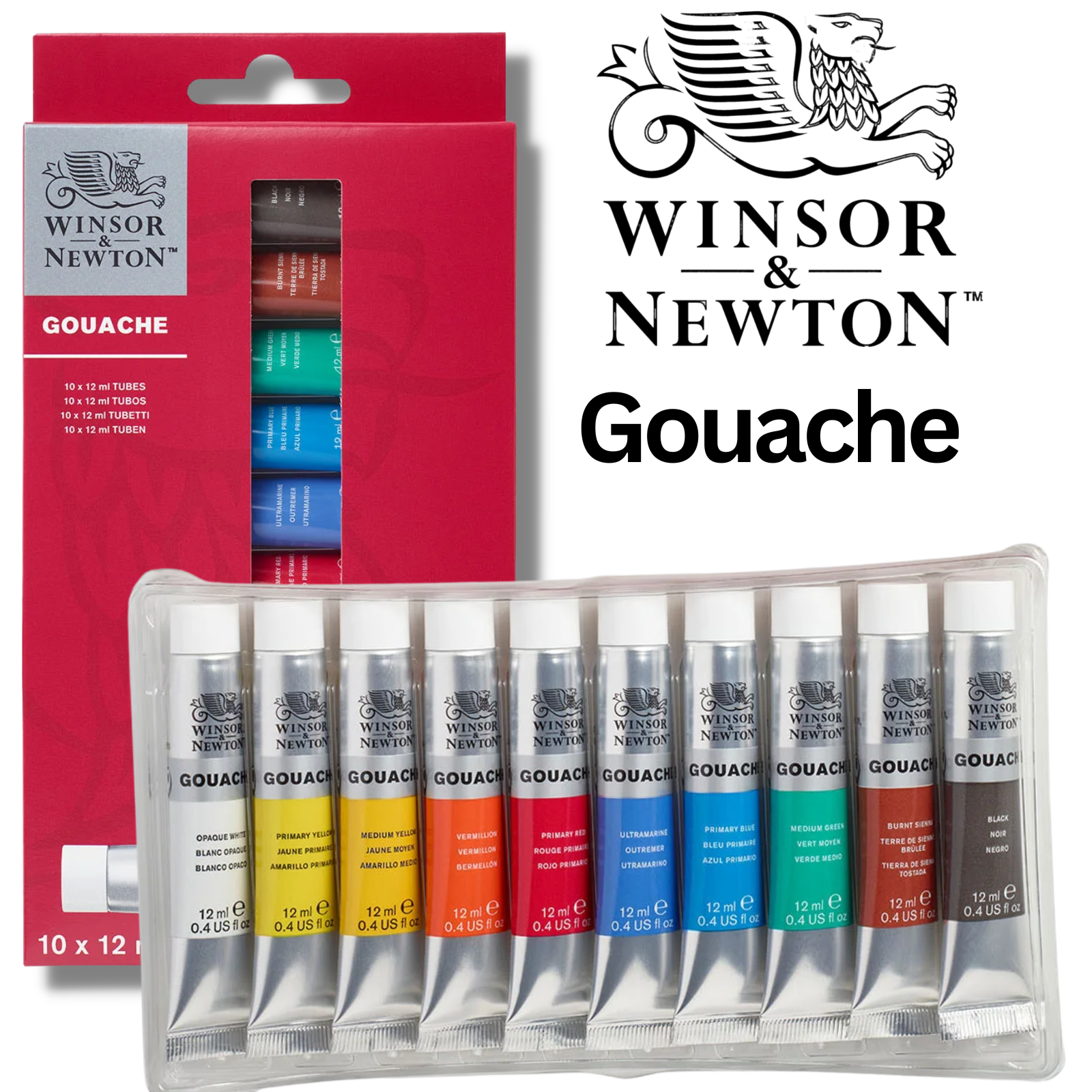 Winsor & Newton Gouache Primary Colour Set, 12ml, 10 Colours