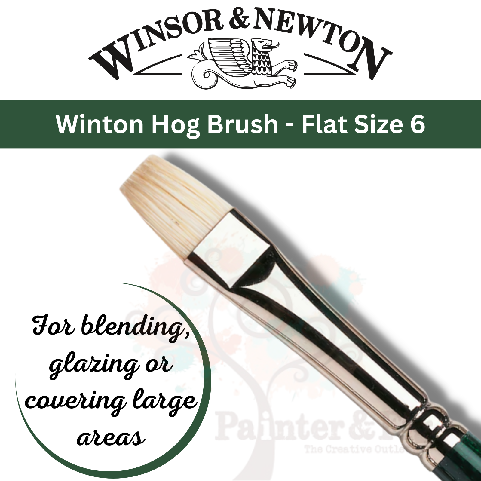 5 Winsor & Newton Winton Hog Hairbrushes for Oil & Acrylic, Round, Flat, Fan -  Ideal for backgrounds & blending